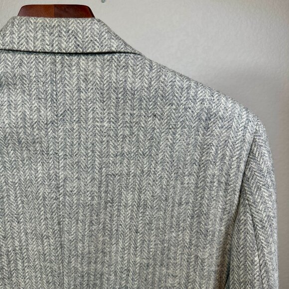 VTG IMPERIAL by HAGGAR 100% Wool Sports Coat Gray Herringbone Suit Coat Mens 40R - Picture 15 of 16